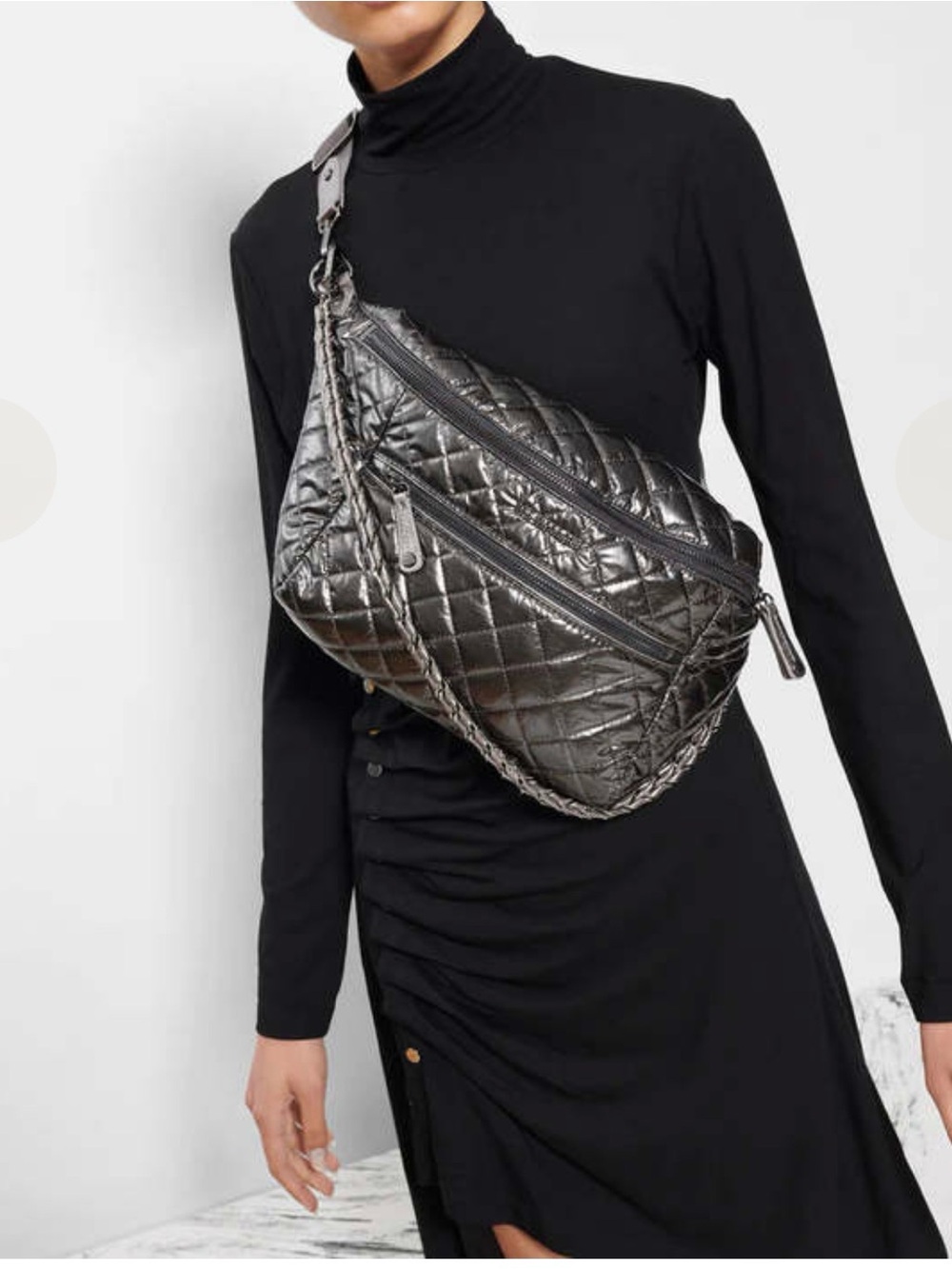 Mz Wallace Crosby Sling Crossbody Bag Pewter Metalic Anthracite